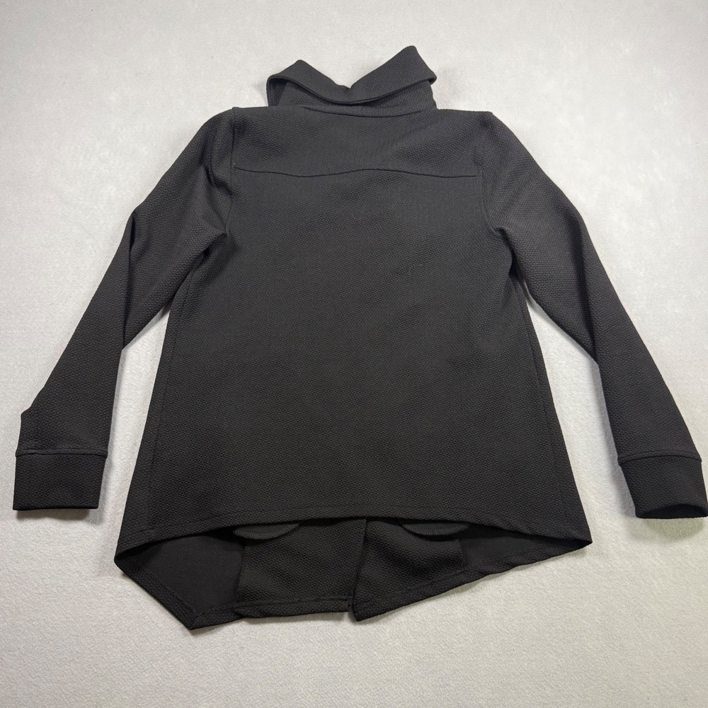 Kensie Black Textured Knit Asymmetrical Shawl Collar Jacket Womens Medium